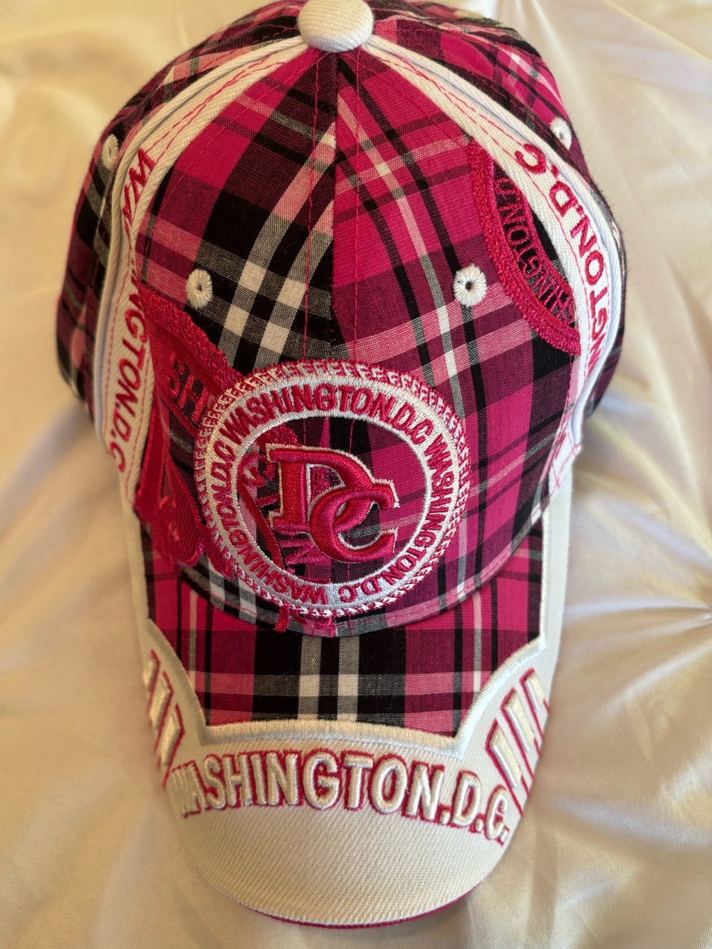 Hunter Pink Plaid Washington D.C. Baseball Cap